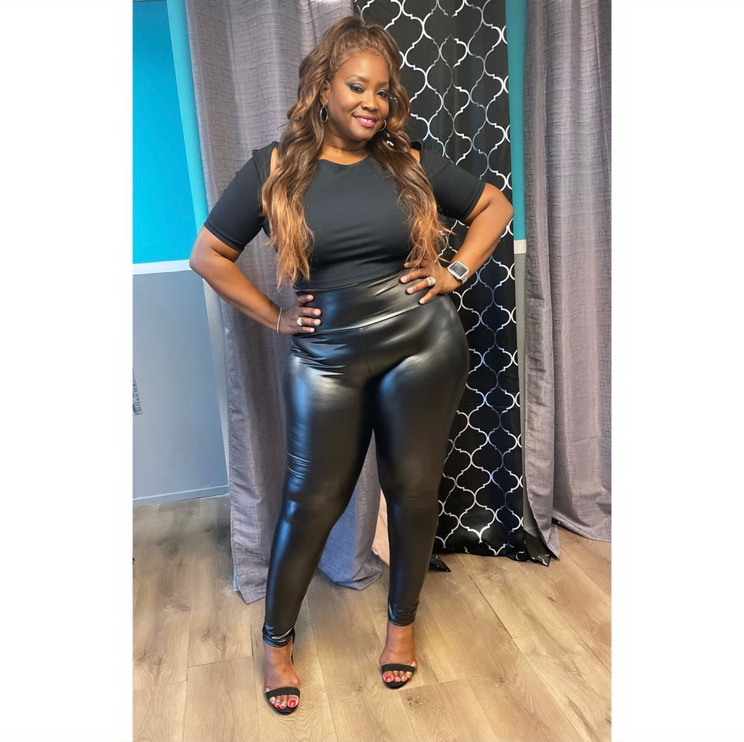 Sexy Black Faux Leggings